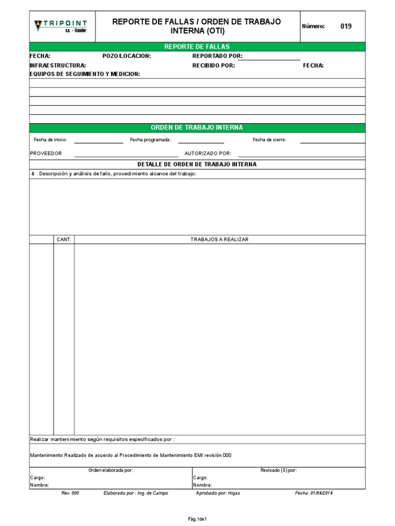 Orden de Trabajo Interna