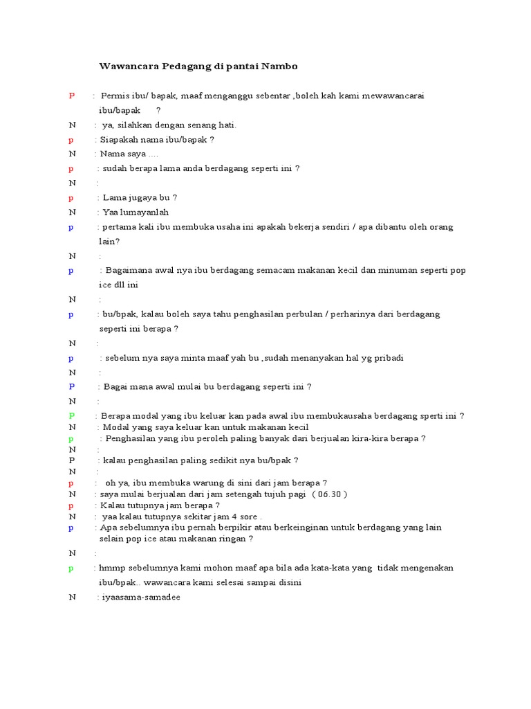 Wawancara Pedagang Di Pantai Nambo