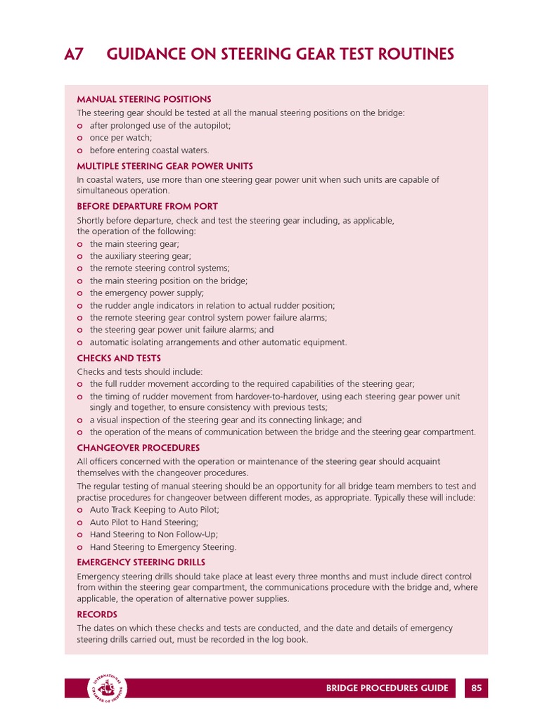 A7 Guidance On Steering Gear Test Routines PDF