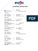 PCYC Mixed Netball Roster 