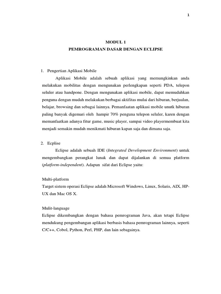 Panduan Pemrograman Dasar Eclipse | PDF | Komputer | Seni