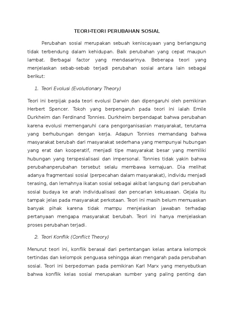Teori Perubahan Sosial