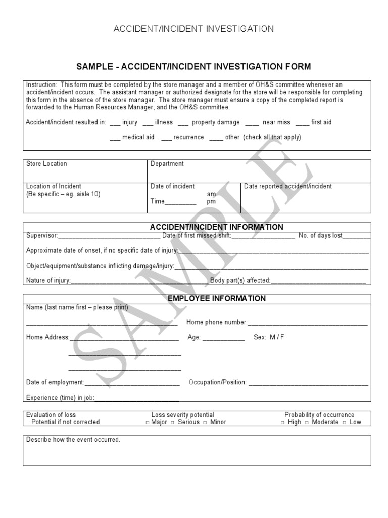 Accident/Incident Investigation Form | PDF | Traffic Collision ...