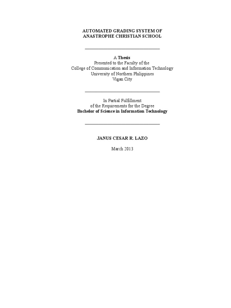 Automated Grading System of Anastrophe Christian School Front Page | PDF