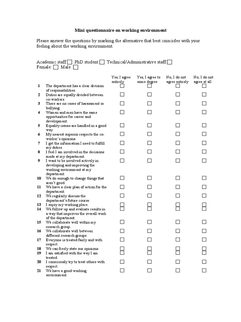 Academic Staff Work Environment Survey | PDF | Career & Growth | Wellness