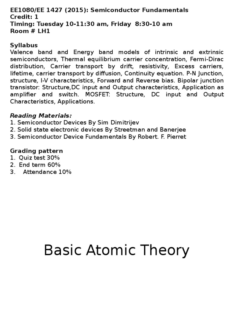 Advanced Semiconductor Device Fundamentals Solution Manual