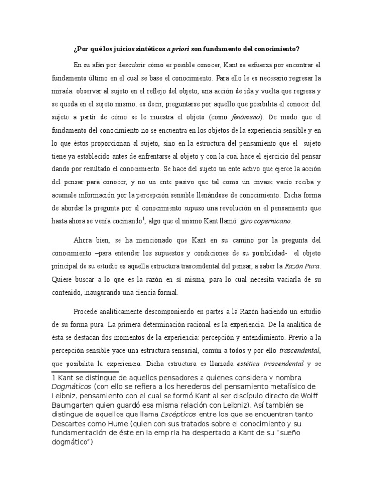 ¿Por qué los juicios sintéticos a priori son fundamento