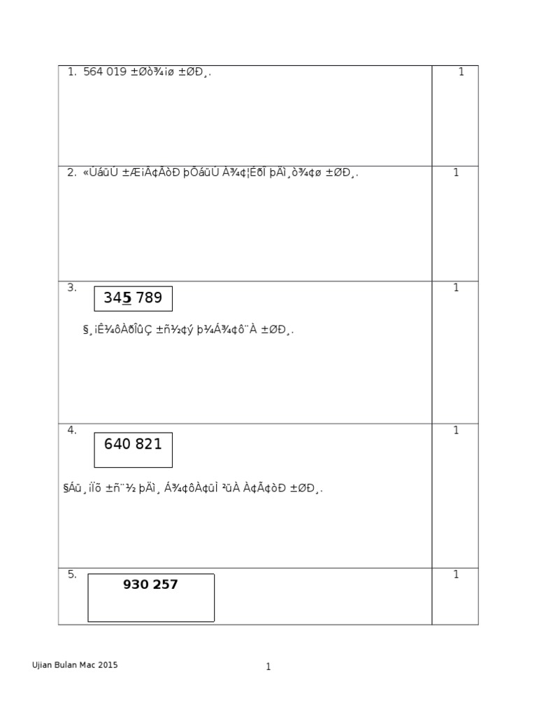 Contoh Soalan Matematik Upsr Sjkt