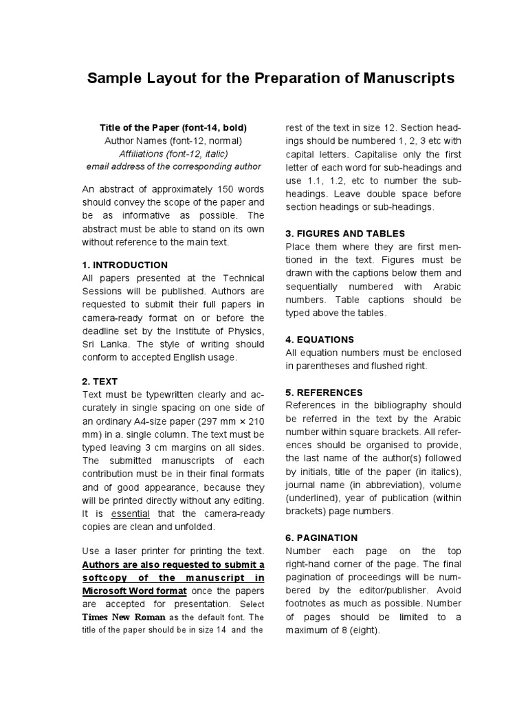 Manuscript Preparation Guidelines | PDF