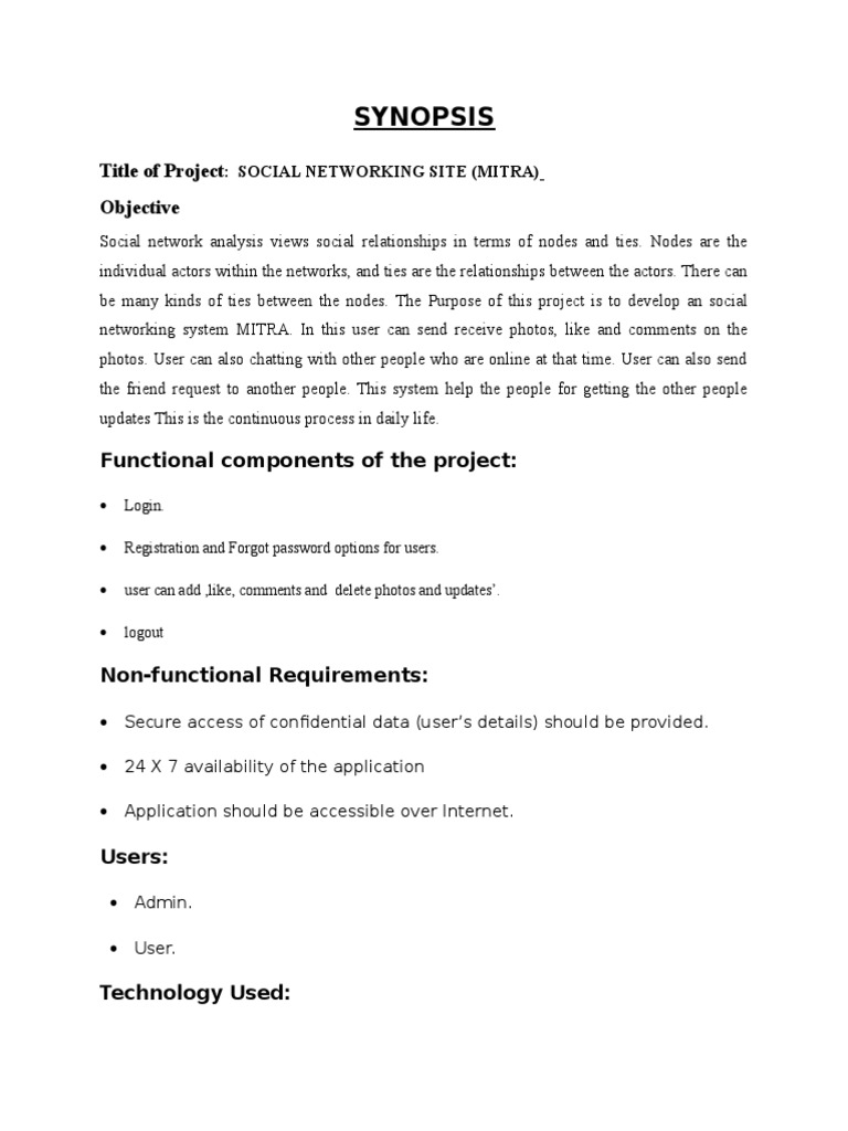 MITRA: Social Networking Site Project | PDF | Computers | Technology ...