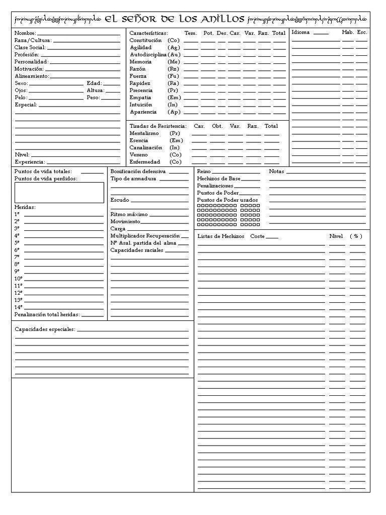 Rolemaster Ficha | PDF