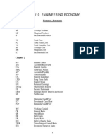 Mime 310 Engineering Economy: Common Acronyms