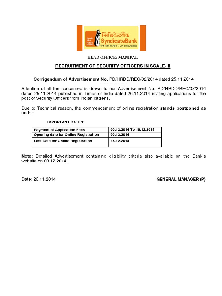 Adv Sec Officer SCL II 25112014 | PDF | Finance & Money Management
