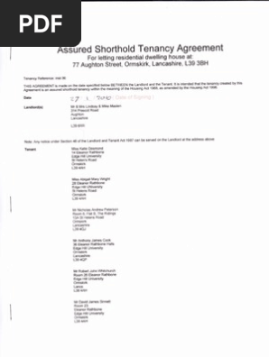 Assured Shorthold Tenancy Agreement