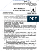 CAPF(AC) Exam - General Ability & Intelligence , 2009 Paper-I