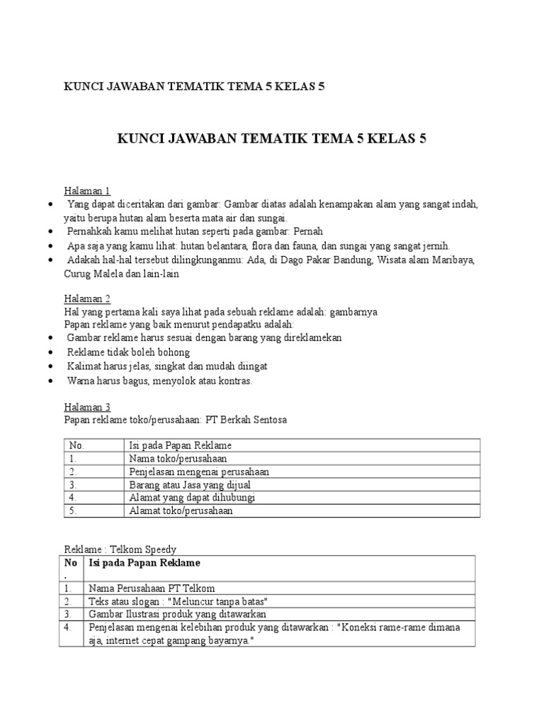 Get Kunci Jawaban Tema 5 Kls 5 Gif