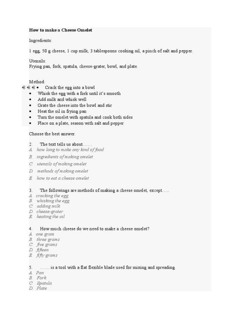 How To Make A Cheese Omelet PDF Cooking Food And Drink Preparation