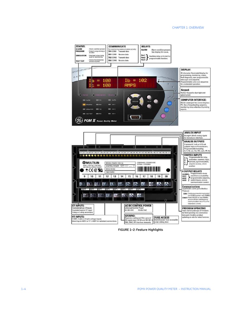 Chapter 1 Overview 14 Pqmii Power Quality Meter Instruction Manual