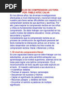 Los Niveles de Comprension Lectora