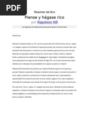 Resumen Del Libro Piense Y Hagase Rico Liderazgo Mente