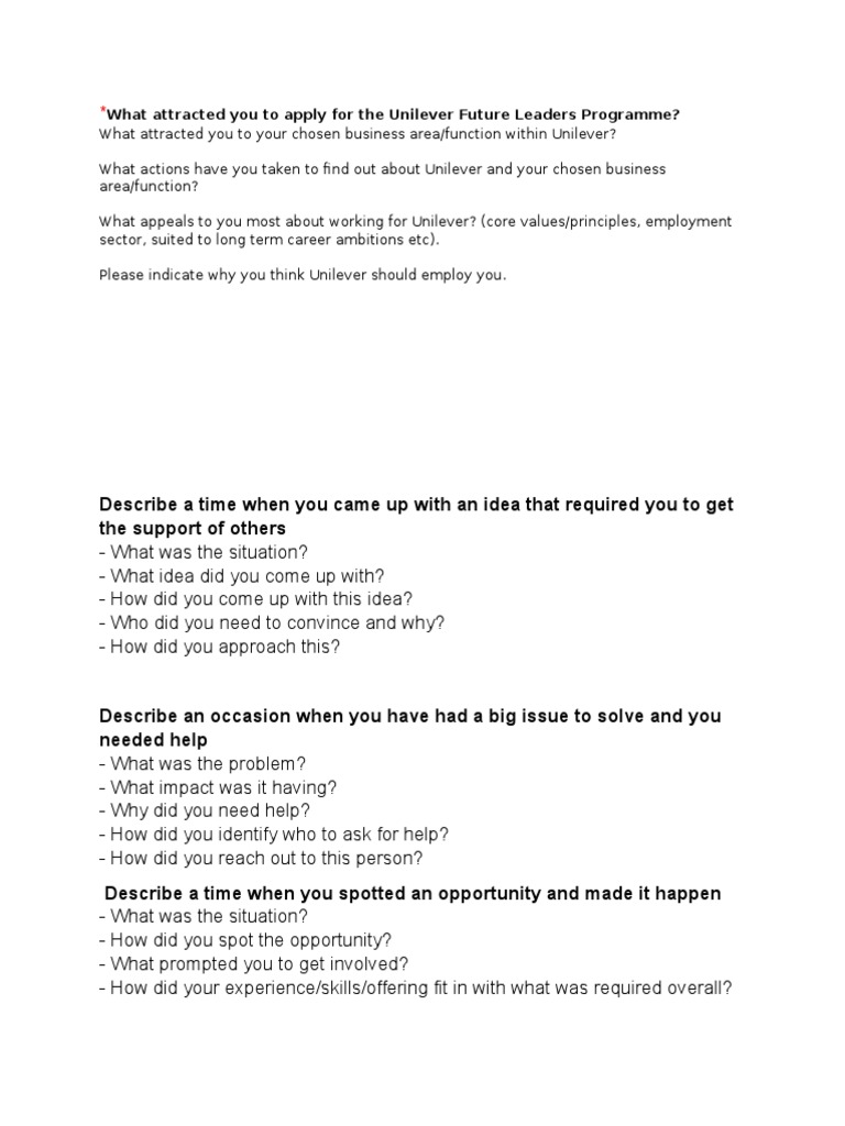 Unilever Future Leaders Programme | PDF | Career & Growth | Self ...