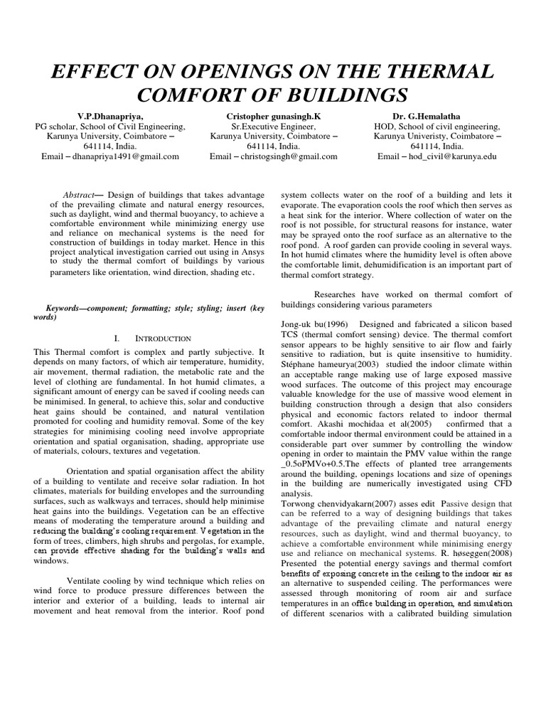 19.effect On Openings On The Thermal Comfort of Buildings | PDF ...