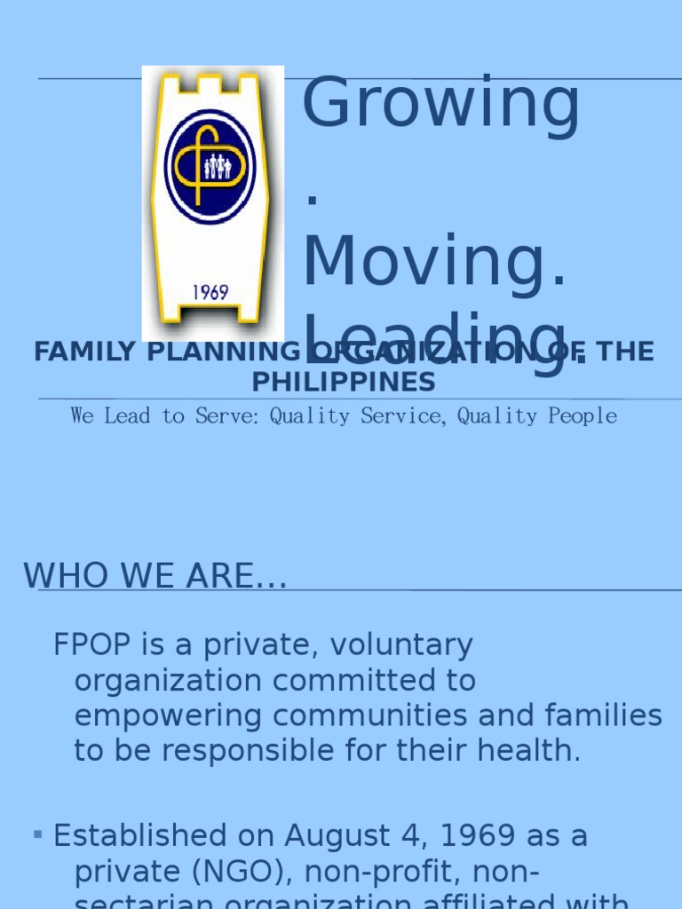 Family Planning Organization of the Philippines Family Planning Human Reproduction