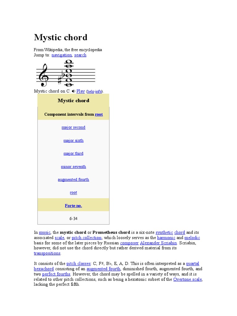Mystic Chord | Melody | Musicology