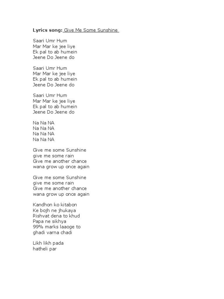Lyrics Of 3idiots Bollywood