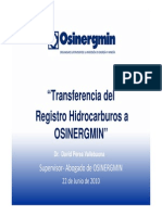 Transferencia Del Registro de Hidrocarburos a OSINERGMIN