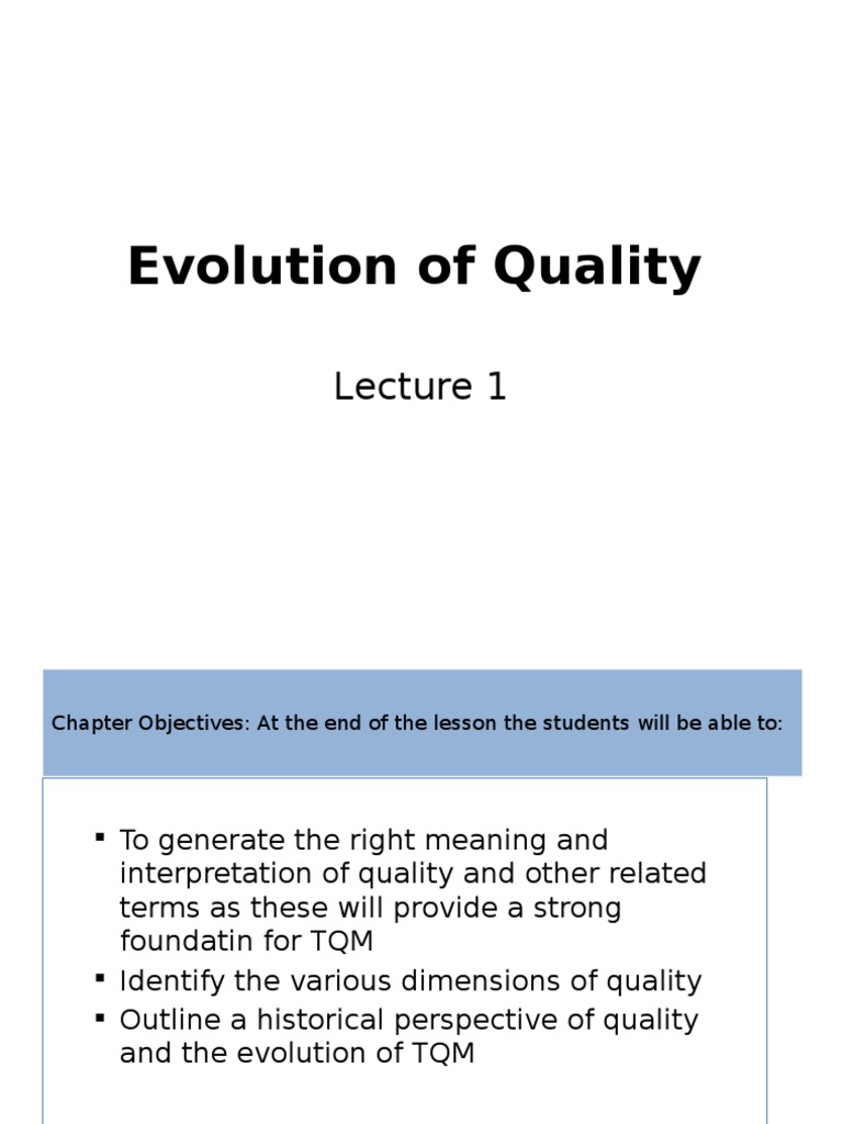 Evolution of Quality in TQM | PDF | Quality (Business) | Quality Management