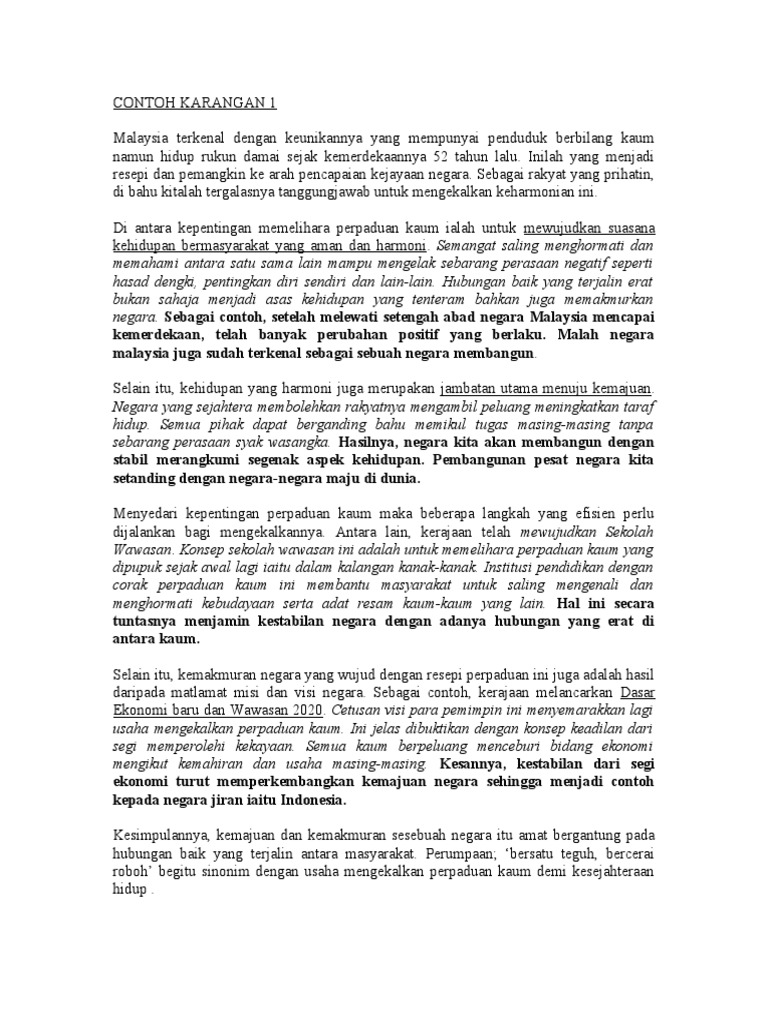 Contoh Karangan 1
