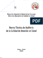 Norma Técnica de Auditoría de La Calidad de Atención en Salud NT #029-MINSADGSP-V.01 2005