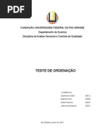 Relatório Teste de Ordenação