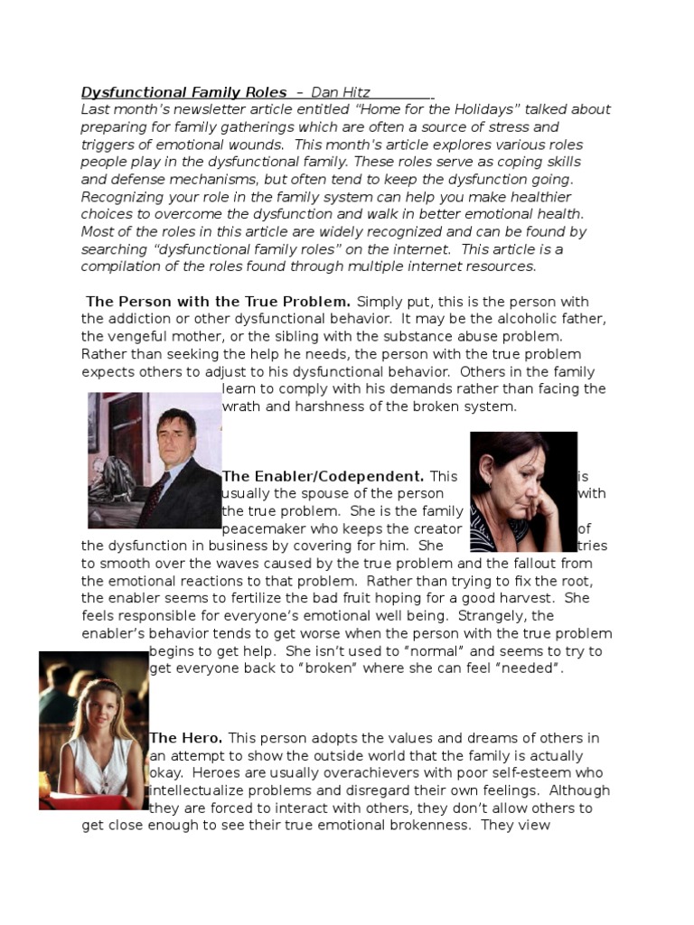 Dysfunctional Family Roles | Pdf | Coping (Psychology) | Psychological  Concepts