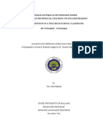 An Analysis and Report On The Dissertation Entitled THE EFFECTS OF RECIPROCAL TEACHING ON ENGLISH READING COMPREHENSION IN A THAI HIGH-SCHOOL CLASSROOM BY YUWADEE YOOSABAI