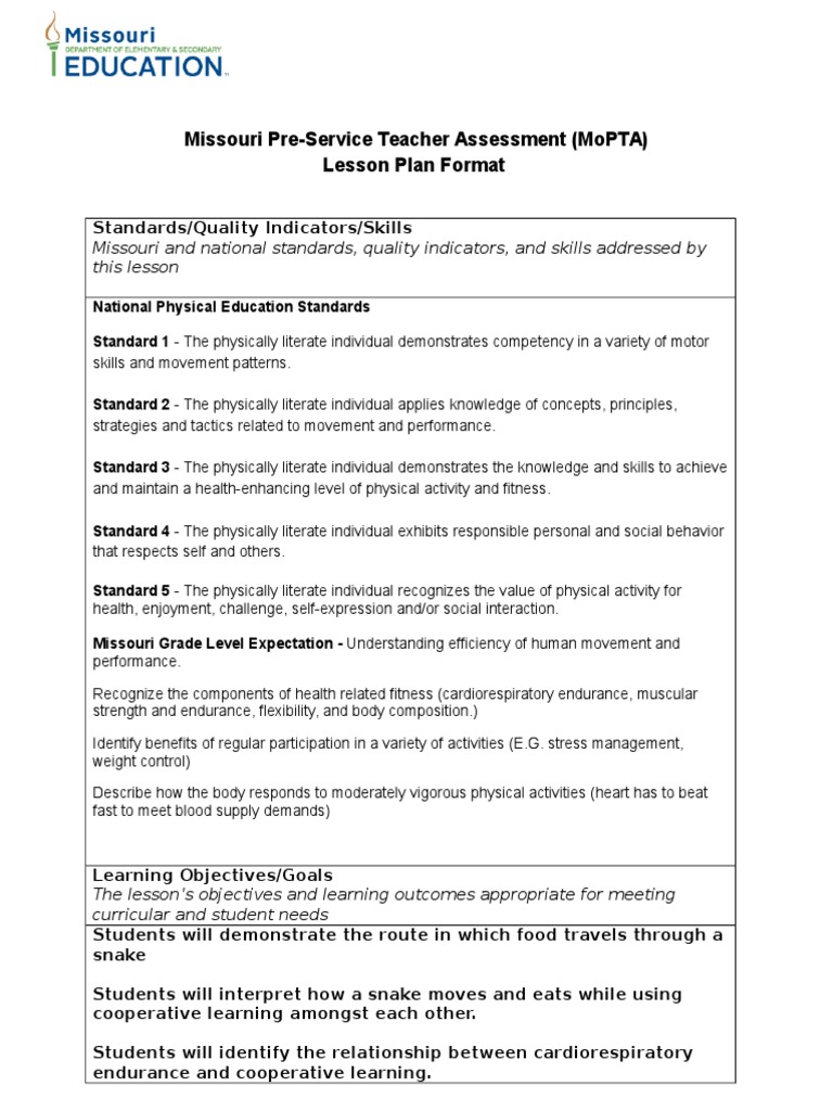 Physical education lesson plans grade 7 picture