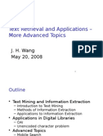 Text Retrieval and Applications - More Advanced Topics: J. H. Wang May 20, 2008