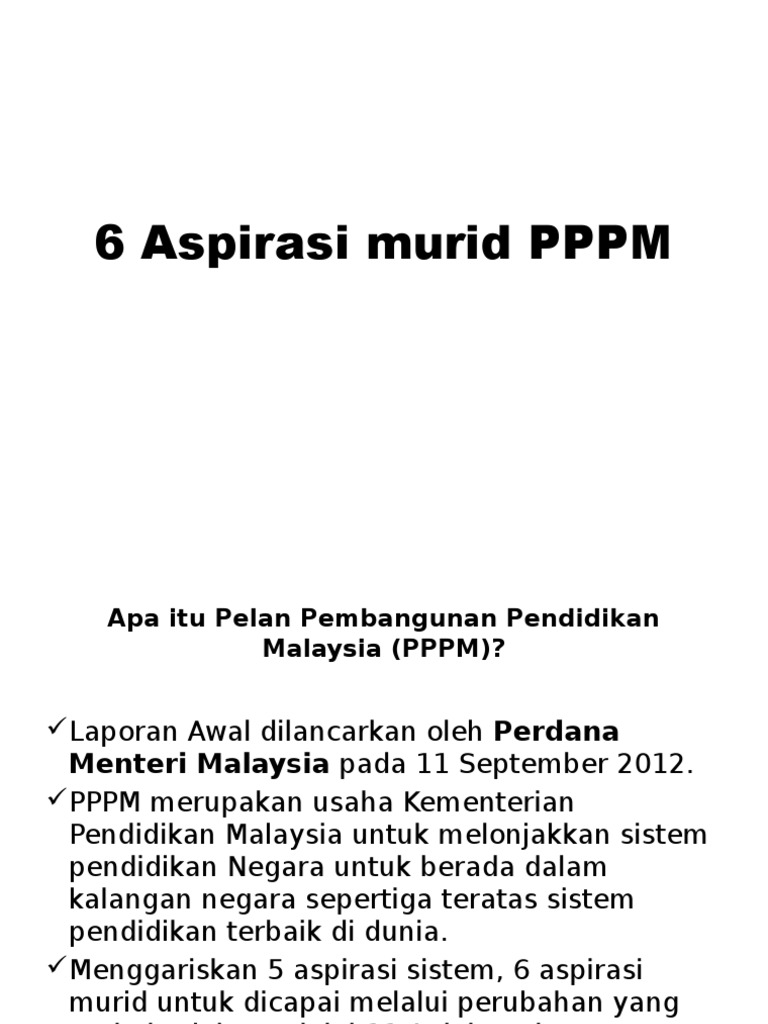 6 Aspirasi Murid Dalam Pppm