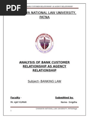 Banker Customer Relationship Law Of Agency Cheque