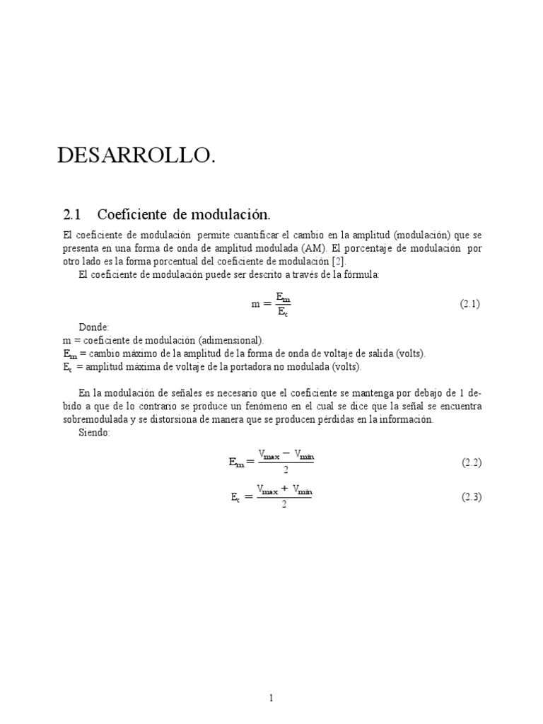 Coeficiente de Modulación en AM | PDF | Modulación | Electrónica