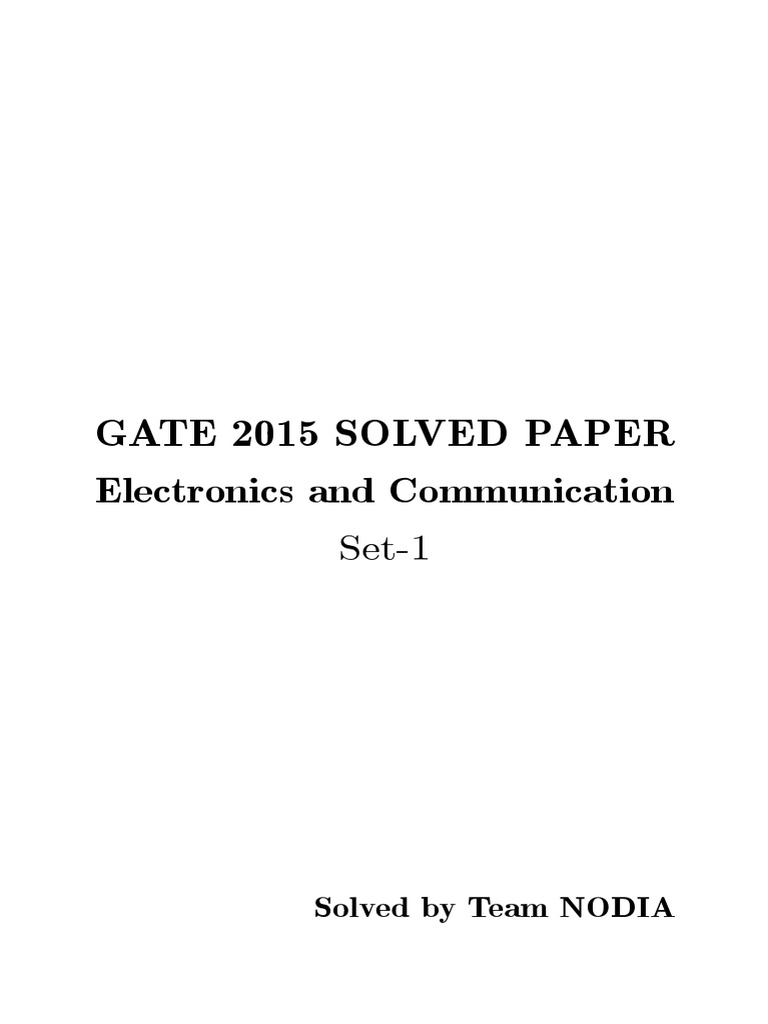 GATE 2015 EC Set-1 With Solution | PDF | Analogue Electronics | Capacitor