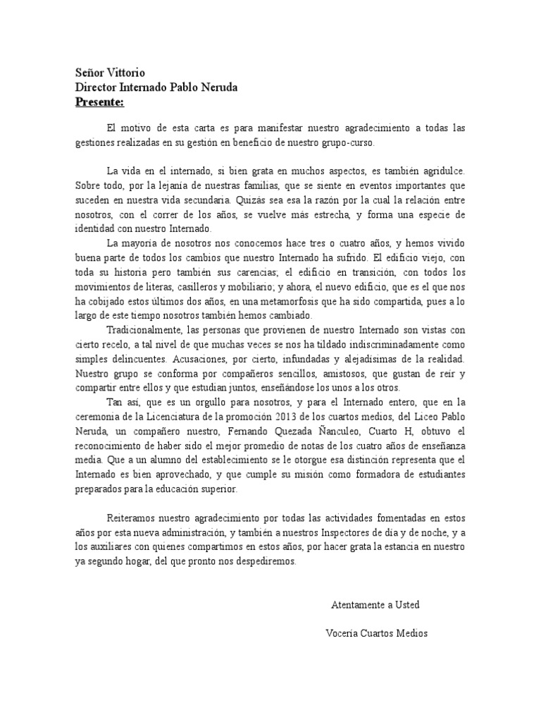 Carta Internado