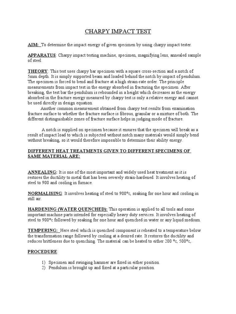 Advantages and disadvantages of charpy impact test