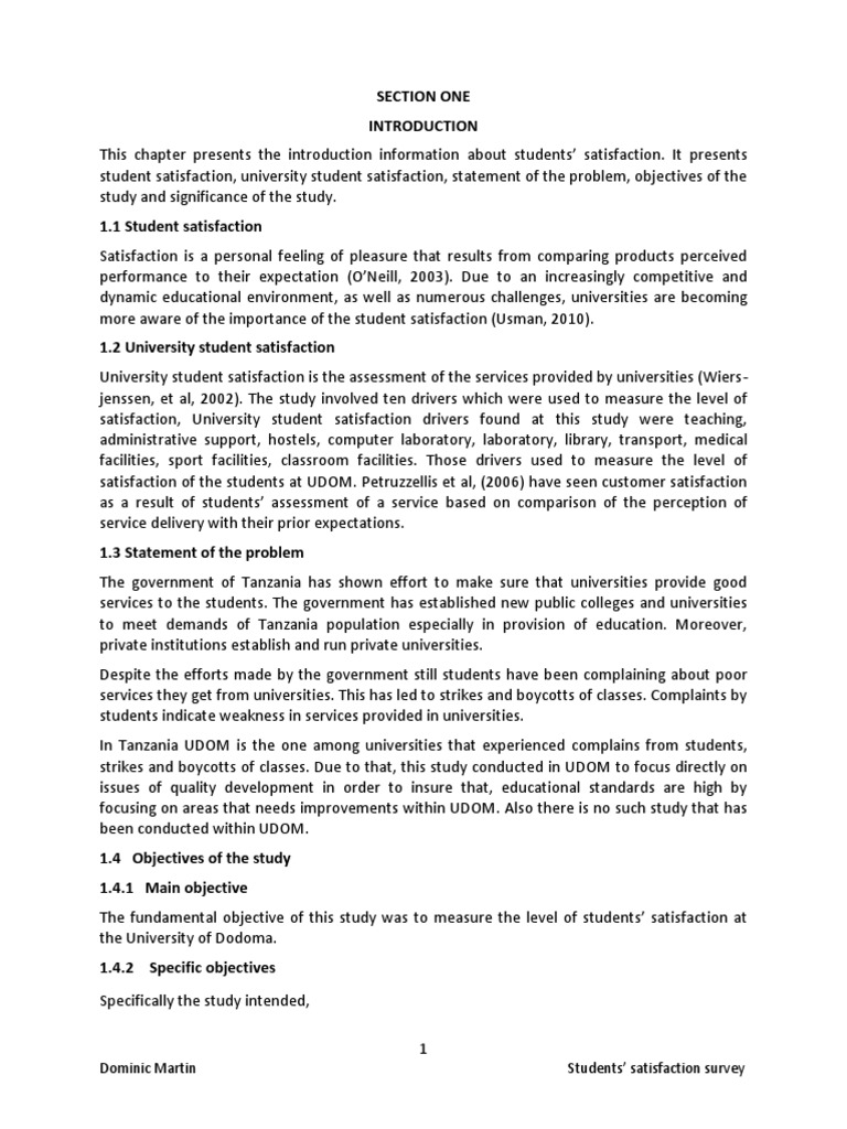 University of Dodoma Student Satisfaction Survey | PDF | Sampling ...