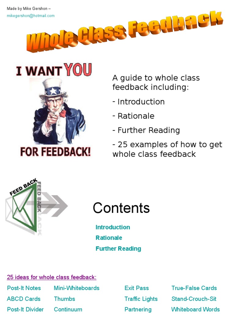 creative writing whole class feedback