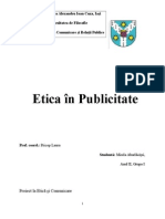 Etica in Publicitate, Proiect