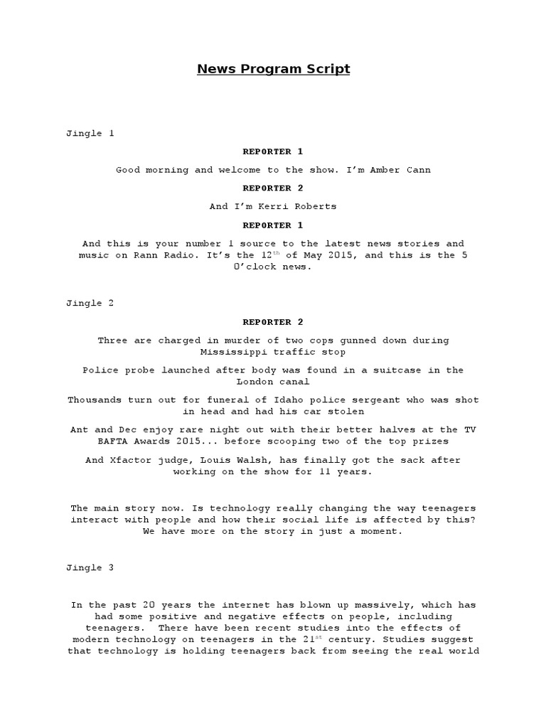 News Program Script | PDF | Politics | Mystery, Thriller & Crime Fiction
