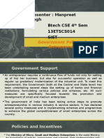 Presenter: Manpreet Singh Btech CSE 4 Sem 13ETSCS014 Siet: Government Policies For Entrepreneurs