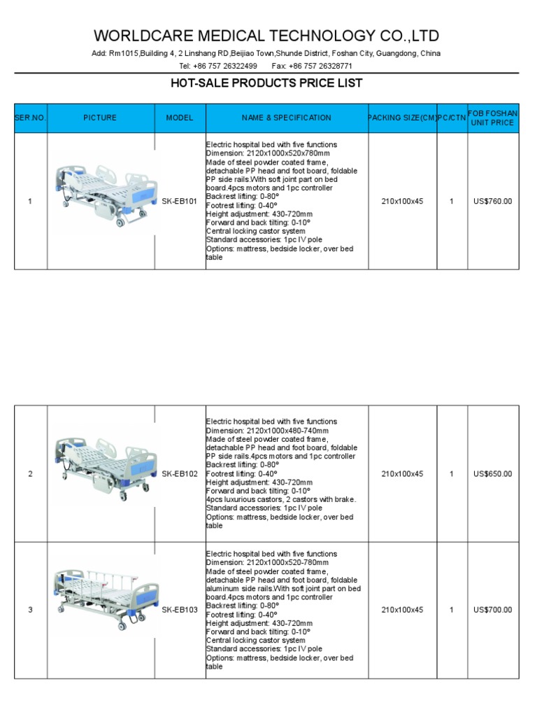 Hospital Bed Price List PDF Bed Plastic